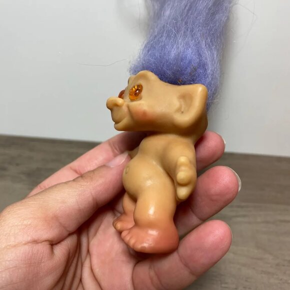 1960s Troll Doll Long Purple Mohair Spiral Eyes Collectible Toy Scandia House - Picture 4 of 8